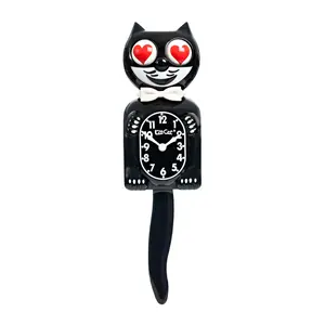 Original Kit-Cat Klock “Classic Black - Heart Eyes” Limited Edition Novelty Moving Pendulum Wall Clock by California Clock Company - BC-1-Heart