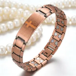Copper Magnetic Therapy Bracelet for Men & Women, 3X Ultra Strength Magnetic Bracelets, Copper with 3500 Gauss Neodymium Magnets, Eliminate Static Electricity, Magnetic Field Therapy Jewelry