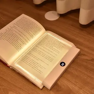 Book Light for Reading in Bed at Night, Rechargeable Flat LED Full Page Reading Light with Timer, Dimmable Clear Panel Night Reading Lamp, Portable Bedside Study Light for Students and Book Lovers