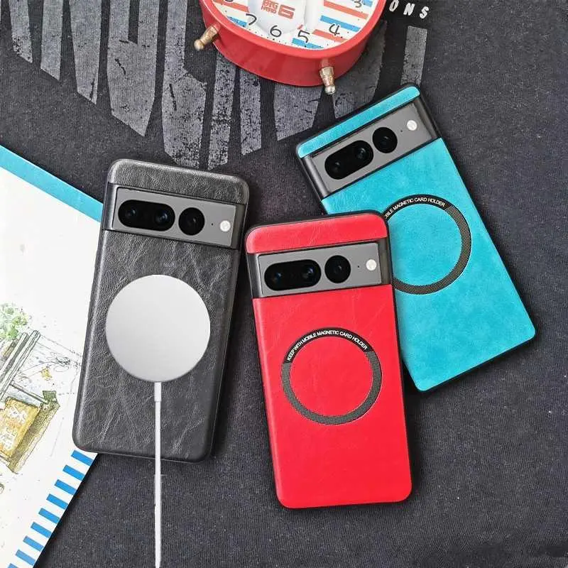 Magnetic Solid Color For Google Pixel 9 Pro Phone Case For Pixel 6/7/8 Business Leather Grain For Pixel 7A/8A Full Coverage Protective Case HNAO31GEGNFF