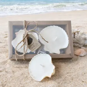 3-Piece Oyster Shell Tea Light Candle Decor Gift