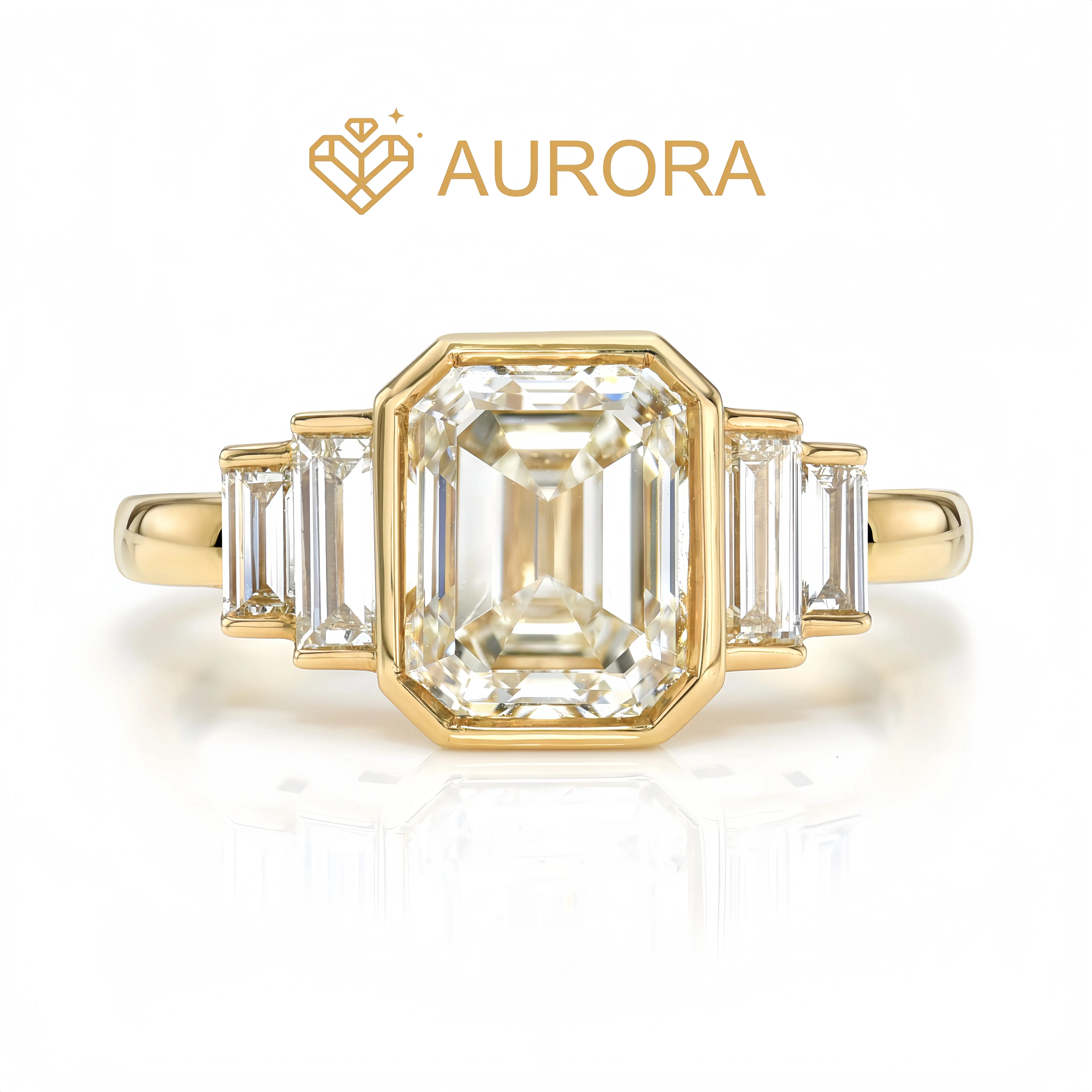 【#259 Prism】2CT VVS1 Grade Emerald Cut Elegant Engagement Ring, Classic Artificial Gemstone Solitaire Jewelry for Anniversary Valentine's Day Gift