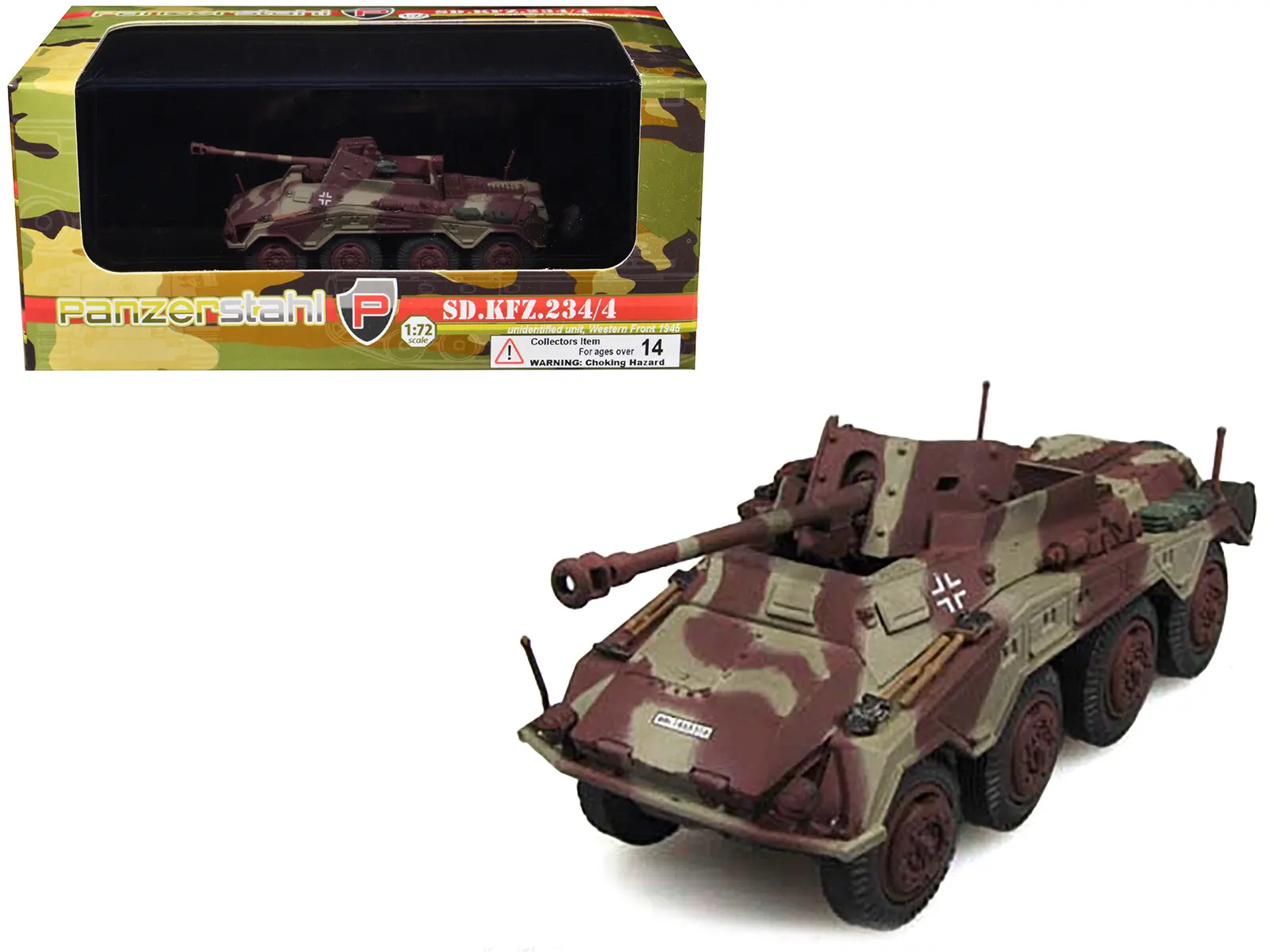 Sd.Kfz. 234/4 Armored Vehicle "Unidentified Unit, Western Front" (1945) German Army 1/72 Die Cast Model by Panzerstahl