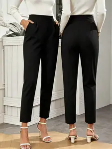 Women's High-Waisted Conical Solid Pants with Slant Pockets, Stylish and Comfortable Design, Perfect for Daily Wear and Casual