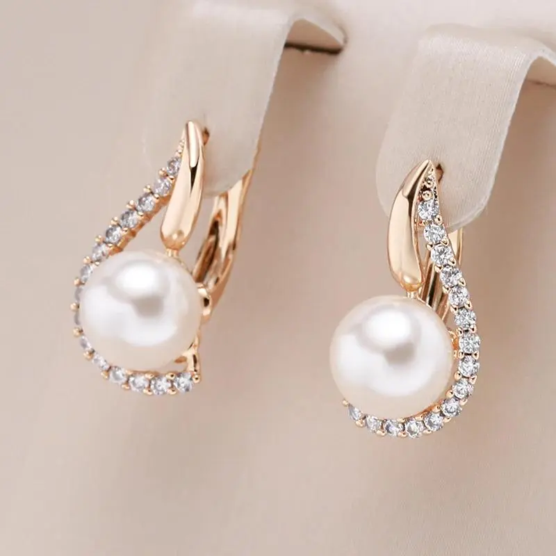 Women's Copper Base Clip On Pearl Hoop Earrings - Geometric Stackable Design with Synthetic Stone, Casual Daily/Date Wear, Commemorative Engagement Anniversary/Birthday Gift