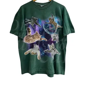 Cats Floating In Galaxy Vintage 90s T-Shirt, Retro Funny Cat Unisex Tshirt, 90s graphic tees, Funny Cat Meme Shirt, Kitten Lovers Tee, Trippy Graphic Shirt