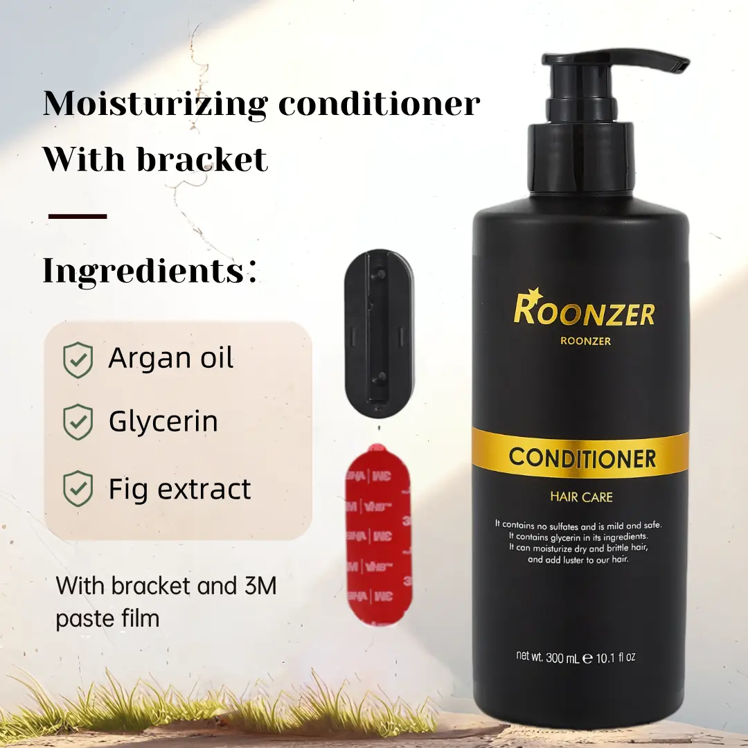 ROONZER 10.1 oz Conditioner with Bracket for Dry Hair, Moisturizes, Increases Softness & Shine, Suitable for Men & Women - Haircare leave conditioner shampoo