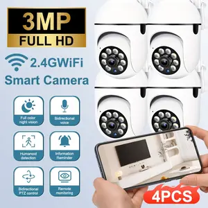 4-Pack 3mp Indoor Home Security Cameras, 2.4GHz WiFi, Auto Tracking, Two-Way Audio, Night Vision Color, Pet Monitoring, Full-Day Recording