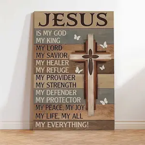 Jesus Is My God, My King, All That I am - Vintage Religious Poster for Wall Decor for Home, Church, Prayer Room, Office, Christian Gifts for Women and Men, Wall Art