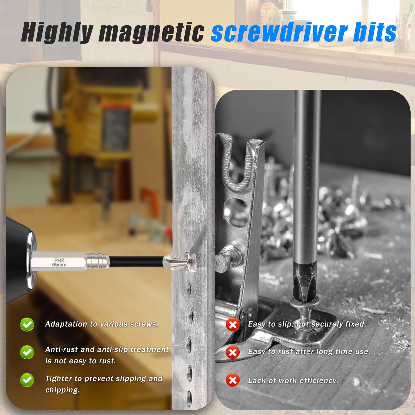 High-Magnetic Screwdriver Drill Bit Set, 2026 New k5 Impact Resistant Non Slip Bit, Anti Slip Screwdriver Bits for Dry Wall, Sheetrock
