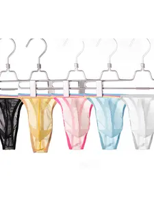 5-Pack Fashion Men's Underwear, High Elastic Rainbow Edge, Transparent Striped Low Waist, Breathable Sexy Boxer Briefs, Perfect Gift, Street Style Underwear