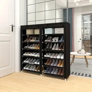 12 Compartment Multi-tier Stackable Shoe Rack | Large Capacity Footwear Organizer for Home Closet Entryway | Easy Assembly