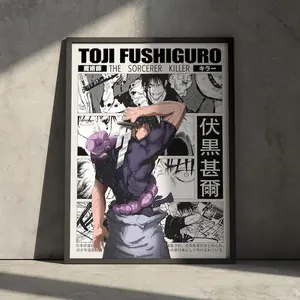 Toji Jujutsu Kaisen Anime Poster Print, JJK Manga Retro Artwork Japanese Wall Hanging Home Decor, Gojo Geto, Minimalist Gift for Anime Fan