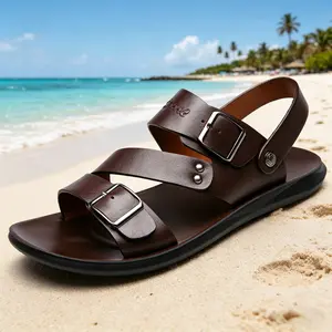 Men's PU Leather Sport Flip Flops Comfortable Thong Sandals Outdoor Slippers Lightweight Non-Slip Sole Breathable Stylish Casual Business Summer Outings Walking Shoes Footwear