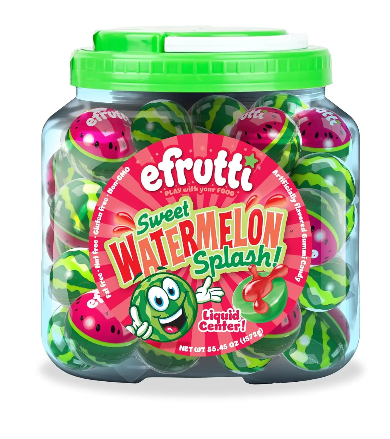 efrutti Sweet Watermelon Splash, Liquid Center Gummy Candy, 85 Count | Individually Wrapped Gummi Treats that Kids & Adults Love – Perfect for Parties
