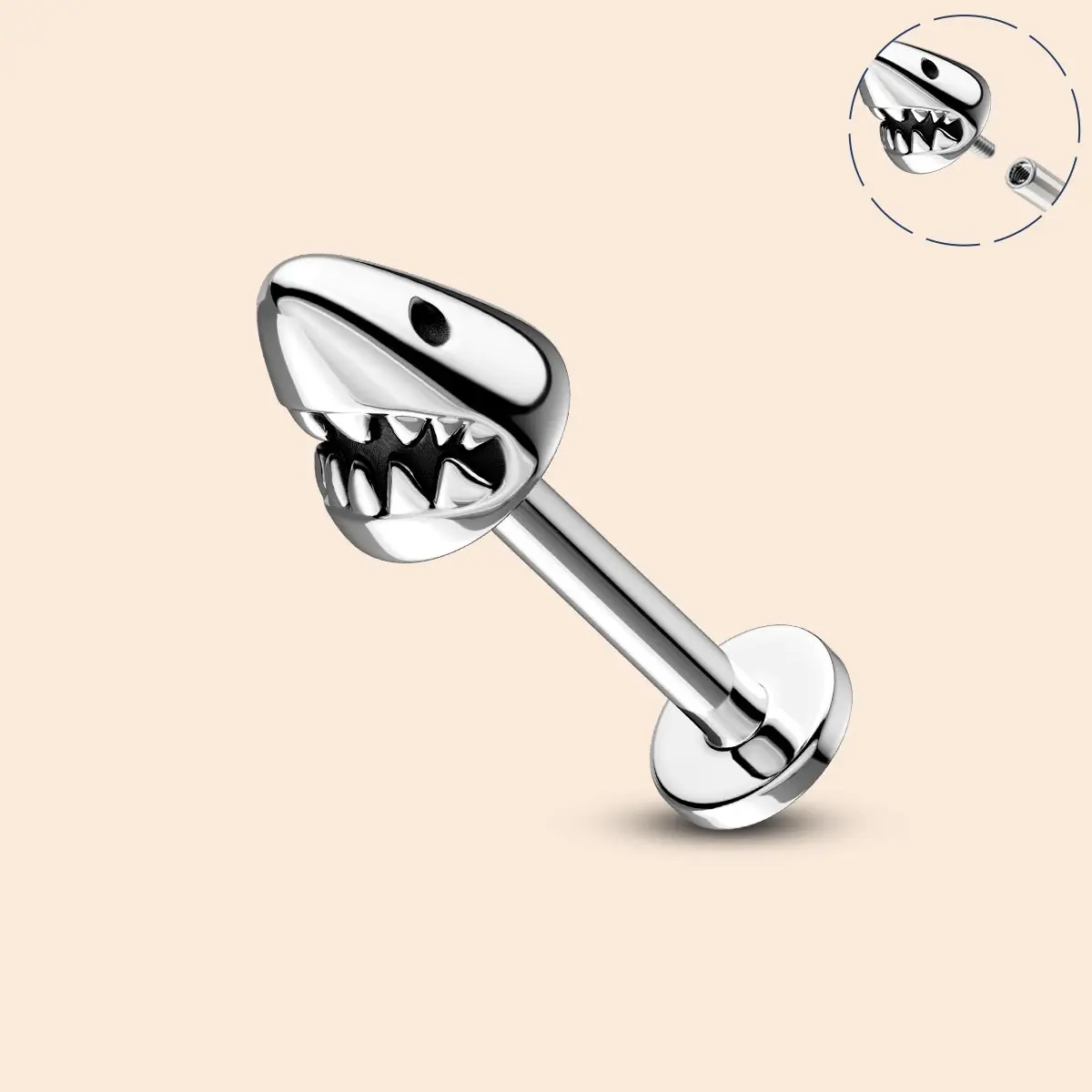 OUFER Fashion Body Jewelry, 16G 316L Stainless Steel 8mm Bar Flat Back Piercing Stud, Non-Tarnish Body-Safe Labret Studs Replacement, Adults' Unisex Ear Cartilage Accessories