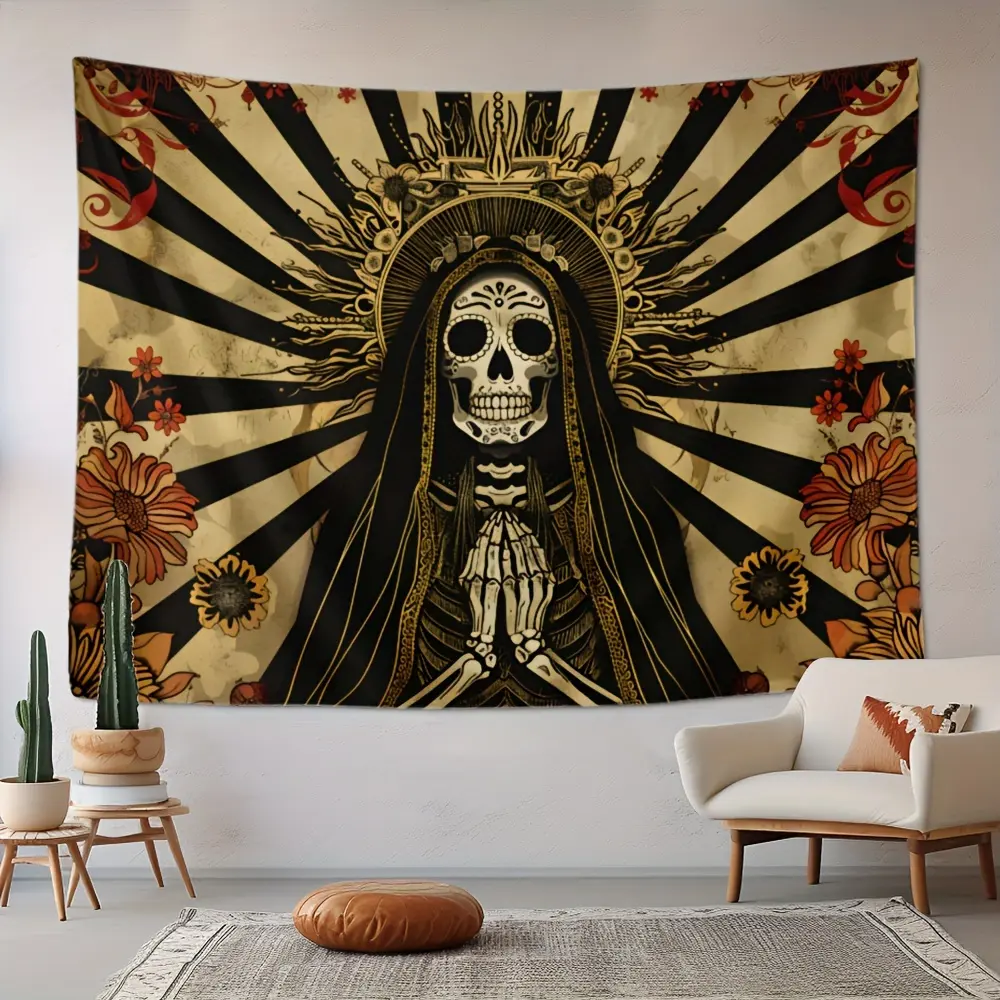 Gothic Skull Print Tapestry - Smooth Lightweight Cloth Wall Hanging, Ultra-Soft Brushed Polyester Indoor Wall Art for Bedroom Dorm, Alt Home Decor for Moody Vibe
