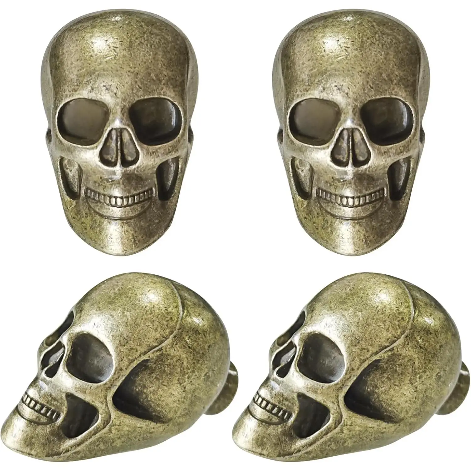 4-Piece Vintage Skull Bronze Cabinet Knobs - Comfortable Handle with Screws for Dresser, Bathroom, Desk Drawer, Laundry Room Furniture