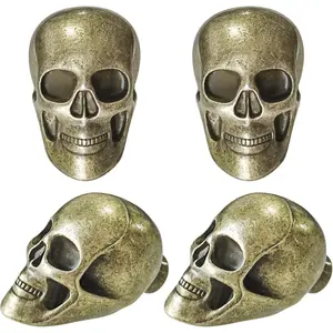 Vintage Skull Cabinet Knob,4 Piece Furniture Cabinet Handle for Kitchen Dresser Cupboard Wardrobe with Screws (Bronze)