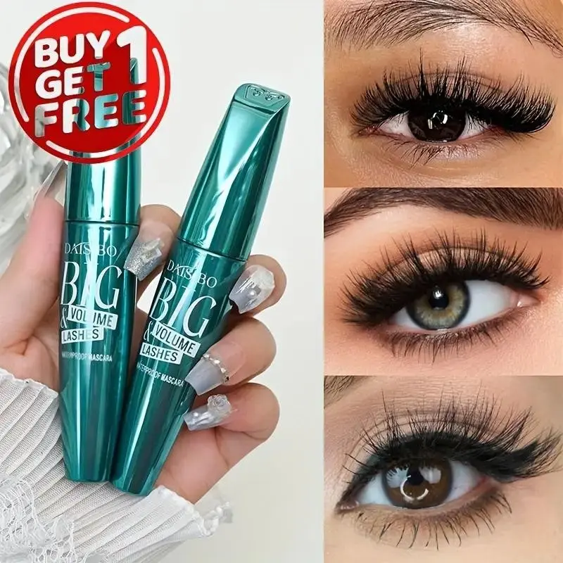 Buy one, get one free black volumizing makeup mascara, Voluminous lengthening mascara, Smudge Proof Mascara, 5D curling lashes, long-lasting and naturally lengthening, clump-resistant, creates bold natural eyelashes, suitable for daily use