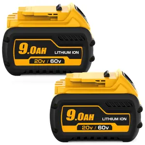 Heavy Duty High Output Power Tool Batteries, 9.0Ah 2-Pack Replacement for DeWalt Flexvolt 20V/60V DCB606, Compatible with DCB609, DCB612 & All 20V/60V Chargers