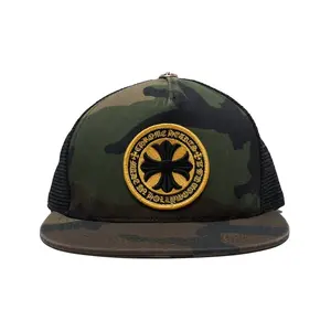 Chrome Hearts Cross Plus Stamp Patch Trucker Hat Camo Black Yellow