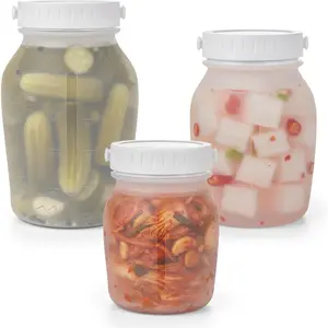 Storage Containers Set, Leak proof Pickling Canister Jars with Lid, Collapsible  Kitchen Pantry Organization Canisters, Suitable for Pickling, Dishwasher Freezer Safe, 3 Pack