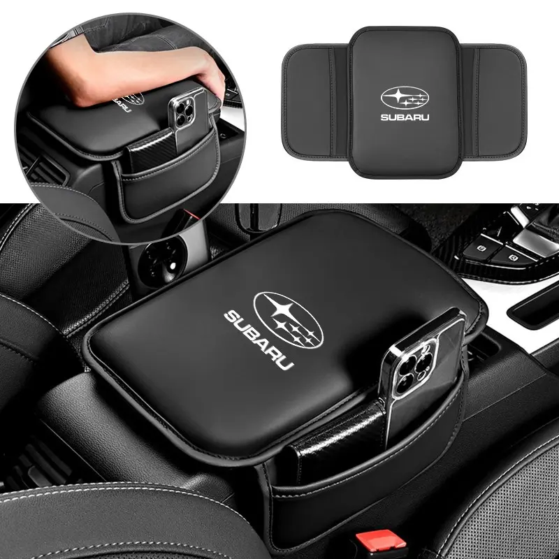 PU Leather Car Armrest Box Pad Auto Armrest Mat For Subaru WRX Forester Outback Crosstrek Legacy Impreza Levorg Interior Accessories Car Organizers Car Storage Organizer Car Organization Accessories