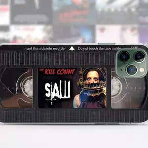 Retro VHS tape Saw iPhone case 15 14 13 12 11 Pro Max 8 Plus, Halloween Google pixel case, Horror movie SAW Samsung case S23 S20 S10 Compatible with iPhone X, 11, 12, 13, 14, 15,16,17 & more – check our available sizes.