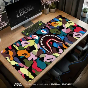 [2 Samples] Shark Camo Gaming Mousepad , Streetwear Different sizes Printing, Gaming Mouse Pad, Customized Deskmat, Game, Anime, Desk Mat