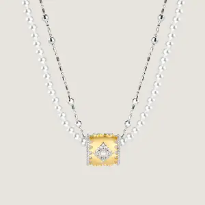 D-POW 925 Baroque Bloom Dual-Layer Adjustable Necklace - Sterling Silver Dainty Layered Choker, Vintage Floral Jewelry, Romantic Unique Gift for Women Girlfriend, Baroque Bloom Unique Design