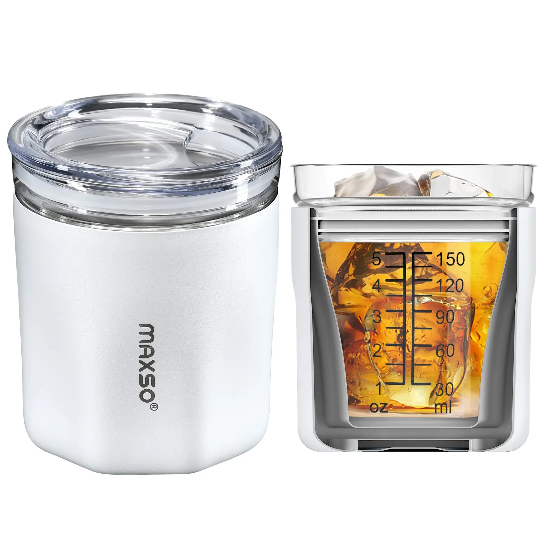 [Summer wins] MAXSO Insulated Coffee Cup with Glass Insert & Sip Lid – 8.8 oz Vacuum Stainless Steel Drinkware Mug, Reusable Beverage Wine Tumbler & Tea Cup & Water Bottle fathersdaygift Leakproof Bpa Free Bottled