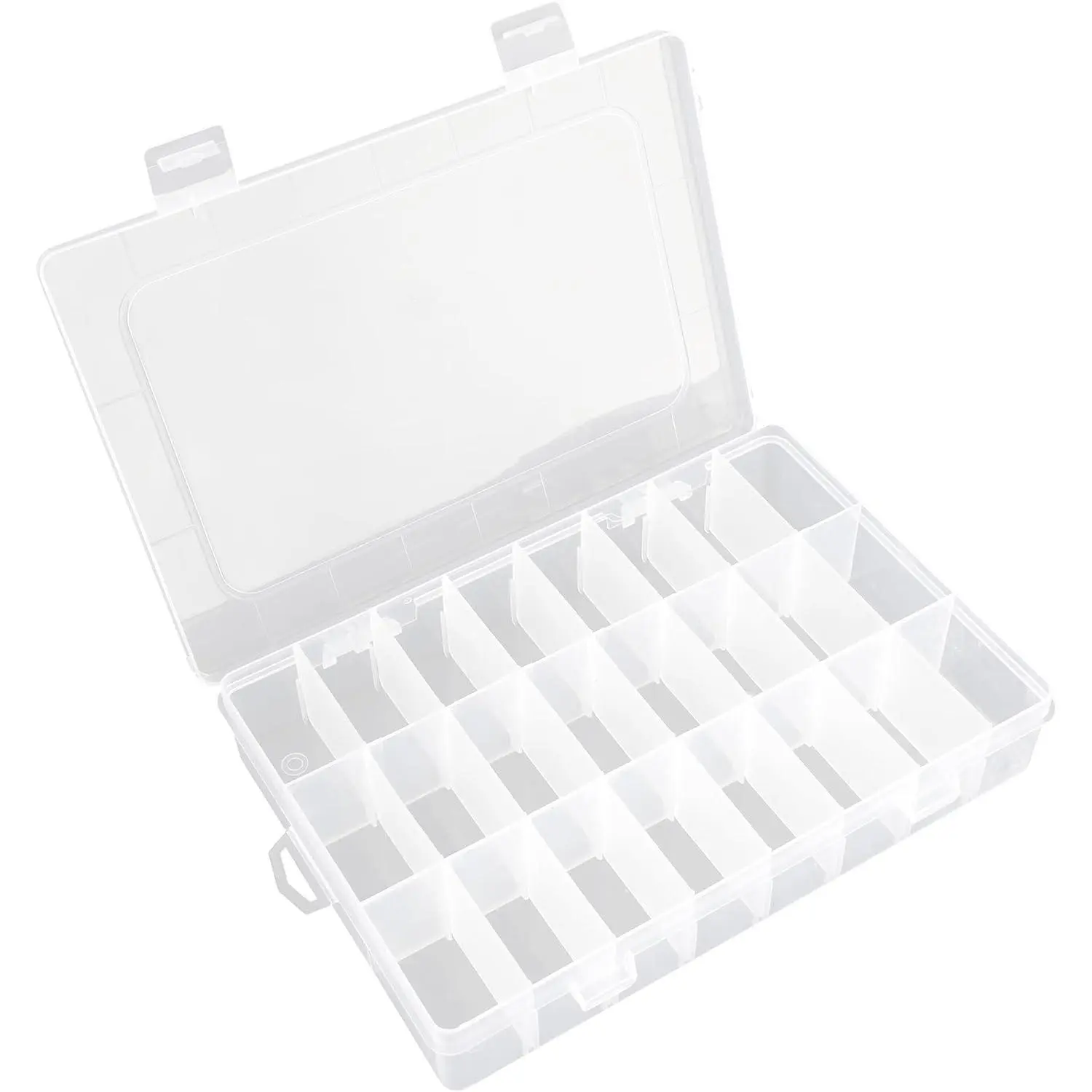 24 Grids Plastic Organizer Box With Dividers Clear Craft Storage Bead Organizer Box Earring Travel   Organizers Storage Boxes Screw Seed Small Parts Hair Tie