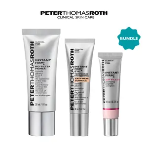 Peter Thomas Roth Instant FirmX Essentials Full Size 3-Piece Bundle with Easy Wear Eye Tightener, No-Filter Primer, and Lip Filler
