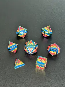 Metal Polyhedral RPG Dice Set - Pansexual Pride