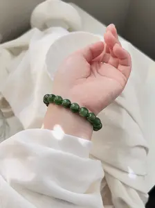 Very Green Natural Jade Beaded Bracelet - 10mm