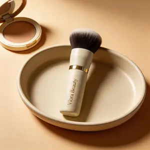 Kabuki Face Makeup Brush for Powder, Blush & Bronzer, Soft Synthetic Bristles, Dense Blending Brush