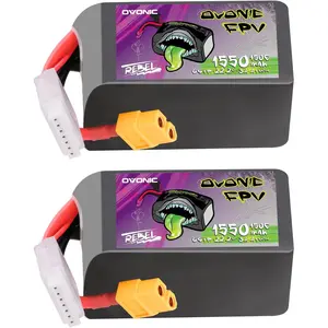 Ovonic 22.2V 150C 1550mAh 6S LiPo Battery Pack with XT60 Plug is great for FPV flight(2 Packs)
