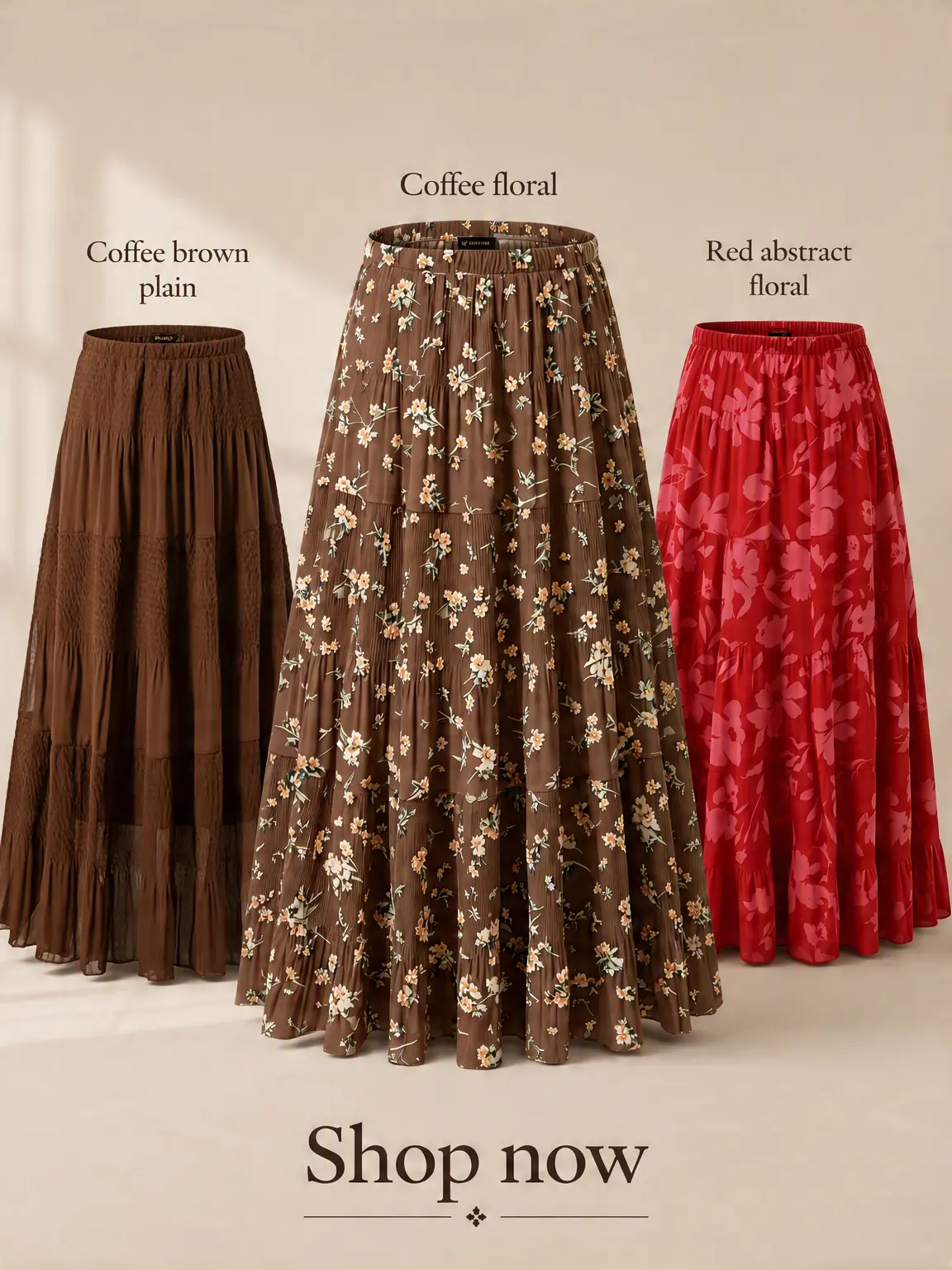 Women's Bohemian Breathable Floral Tiered Maxi Skirt, Elastic High-Waist Pleated A-Line Flowy Long Bottoms for Casual Beach Holidays Womenswear