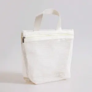 Mesh Handbag with Hollow Storage Bag, Shower Drainage Bag, Portable Makeup Organizer Pouch Travel Beach Outdoor Sports Bag, Handheld Cosmetic Pouch, Essential Summer Vacation School Supplies