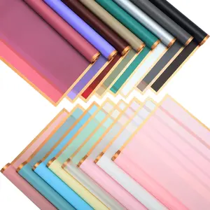 320 Sheets Waterproof Bouquet Wrapping Paper Mother's Day Gold Edge Flower Wrapping Paper Assorted Flower Korean Florist Paper for Bouquets DIY Crafts