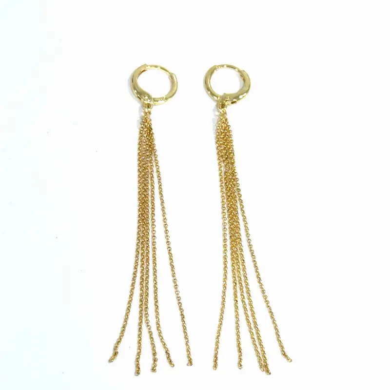 Aretes largo con Multy cadenas finas gold plated 14 k TT11