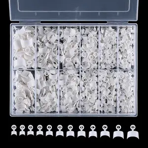 600PCS French Short Square Nail Tip White Color Half Cover Acrylic False Nails Press on Nails for Salons and Home DIY Fake Nail Tips with Box