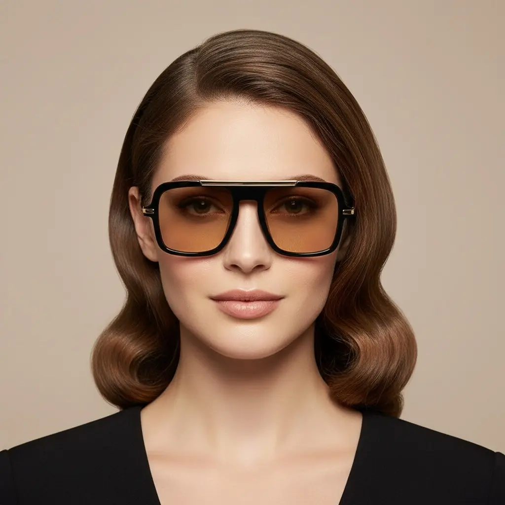 iKeely Oversized Square Chic Sunglasses for Women - Black Frame, Gold Temple, UV400 Protection, Retro Fashion Shades; Men's Aviator Sunglasses Alternative, Aviator Women's Sunglasses