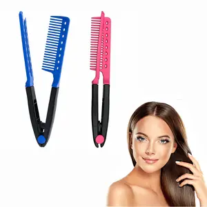 2pcs Hair Straightening Comb Set, Blue Rose V-Shaped Flat Iron Comb, 2-In-1 Styling Brush for Daily Use, Home & Travel, Hair Styling Tools, Straightener Comb, Hair Styling Combs