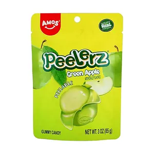 Amos Sweets Green Apple Gummy Candy - Real Fruit Juice Infused, 85g Snack Pack