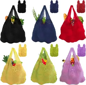 Magic Stretch Bags，Large Capacity Pleated Expandable Shopping Bags，Reusable Foldable Grocery Tode Portable For Shopping，Travel，Groceries，Work，Picnics