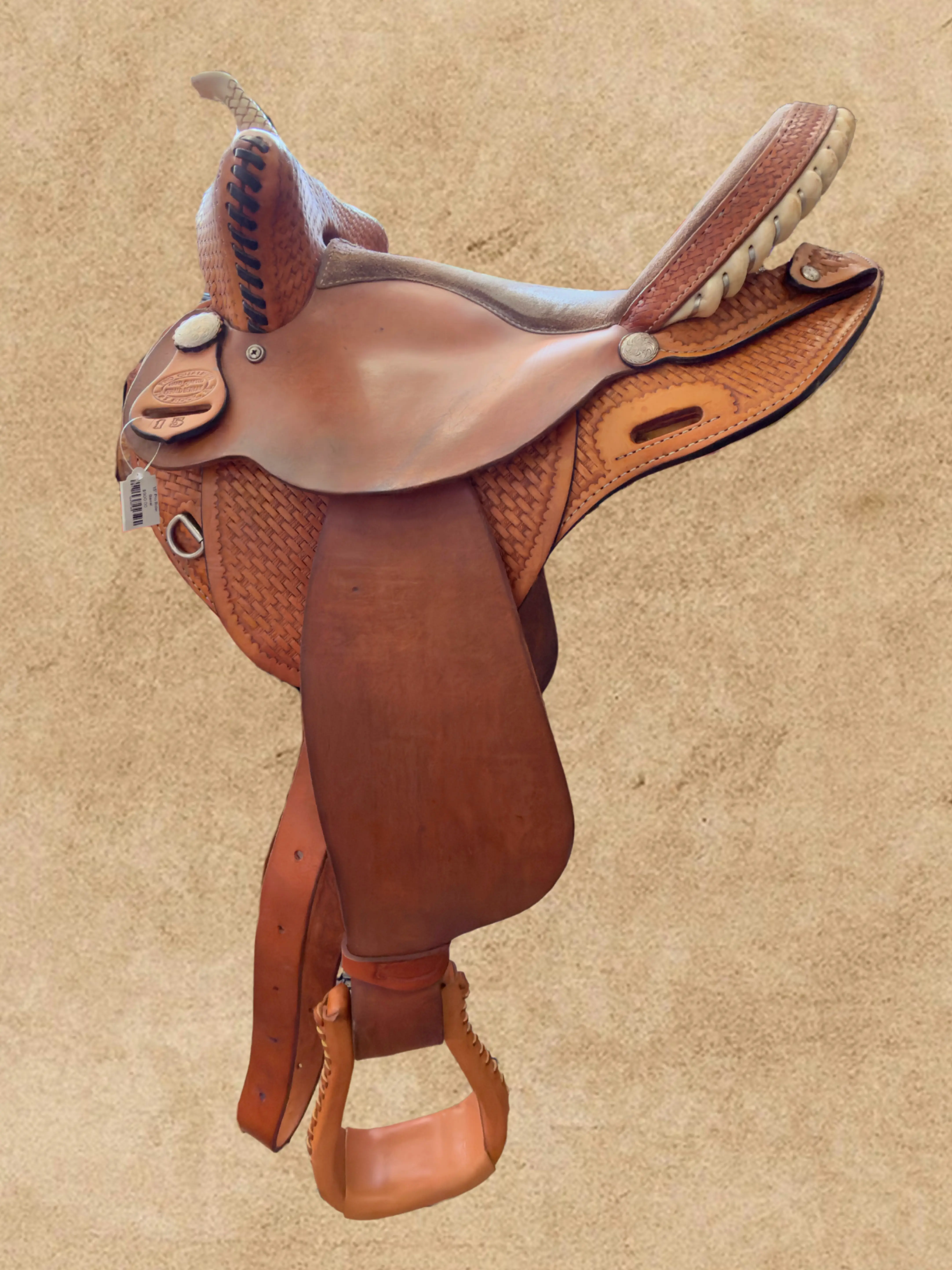 15" Pro Rider Barrel Saddle | Pre-Owned Basket Tooled Western Horse Saddle