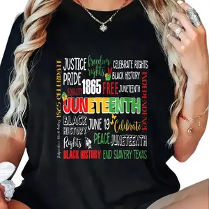 100% Cotton Justice Freedom Pride Equality Juneteenth T-Shirt Women Men Outdoor Casual Short Sleeve Comfortable And Versatile