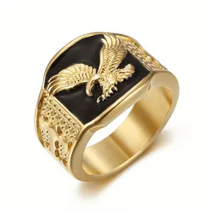 1pc Elegant Retro Domineering Eagle Pattern Stainless Steel Ring, Punk Hip-hop Rock Men's Finger Accessory, Jewelry Gift for Friends, Boyfriends, Lovers